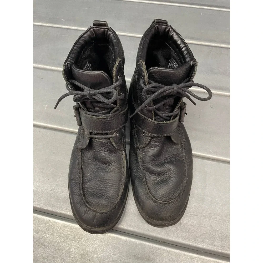 Polo Ralph Lauren‎ Ranger Men's Leather Lace Up Boots Size 9 D Black Buckle
